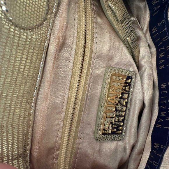 Stuart Weitzman Gold Evening Clutch with Detachable Strap and Dust Bag - Picture 4 of 7
